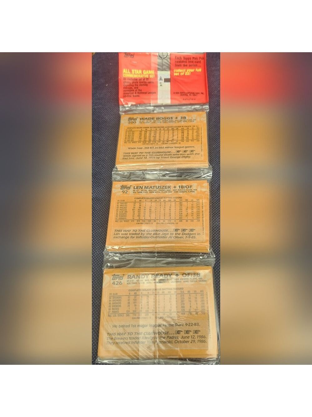 NIB 1988 Topps Baseball 42 Card Rack Pack Factory Sealed 1 Random Pack - Picture 2 of 6